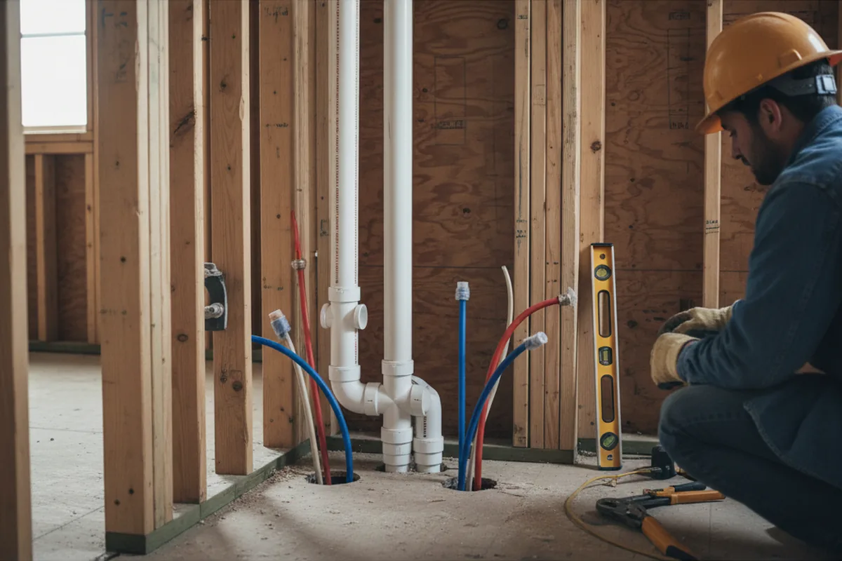 Drain and supply rough-in during Drain Cleaning in Needham Heights